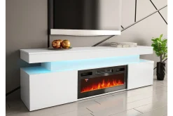 Glenndale Tv bänk med Förvaring + LED kamin + Belysning 190 cm