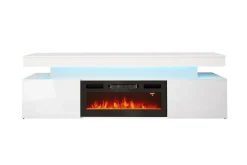 Glenndale Tv bänk med Förvaring + LED kamin + Belysning 190 cm