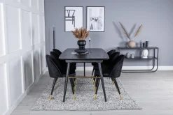 Gold Matgrupp Förlängningsbar 180-220 cm Rektangulär med 6 Velvet stolar