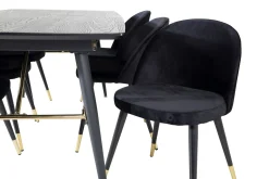Gold Matgrupp Förlängningsbar 180-220 cm Rektangulär med 6 Velvet stolar