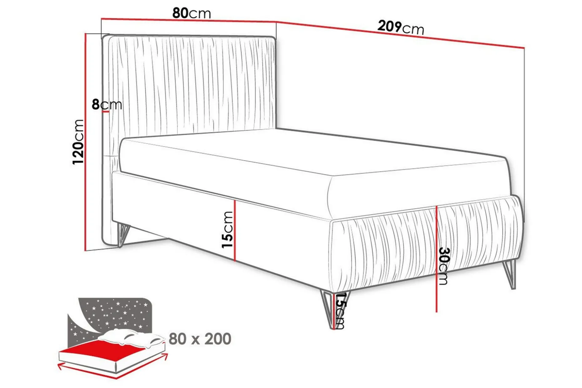 Gortin Ramsäng 80x200 cm