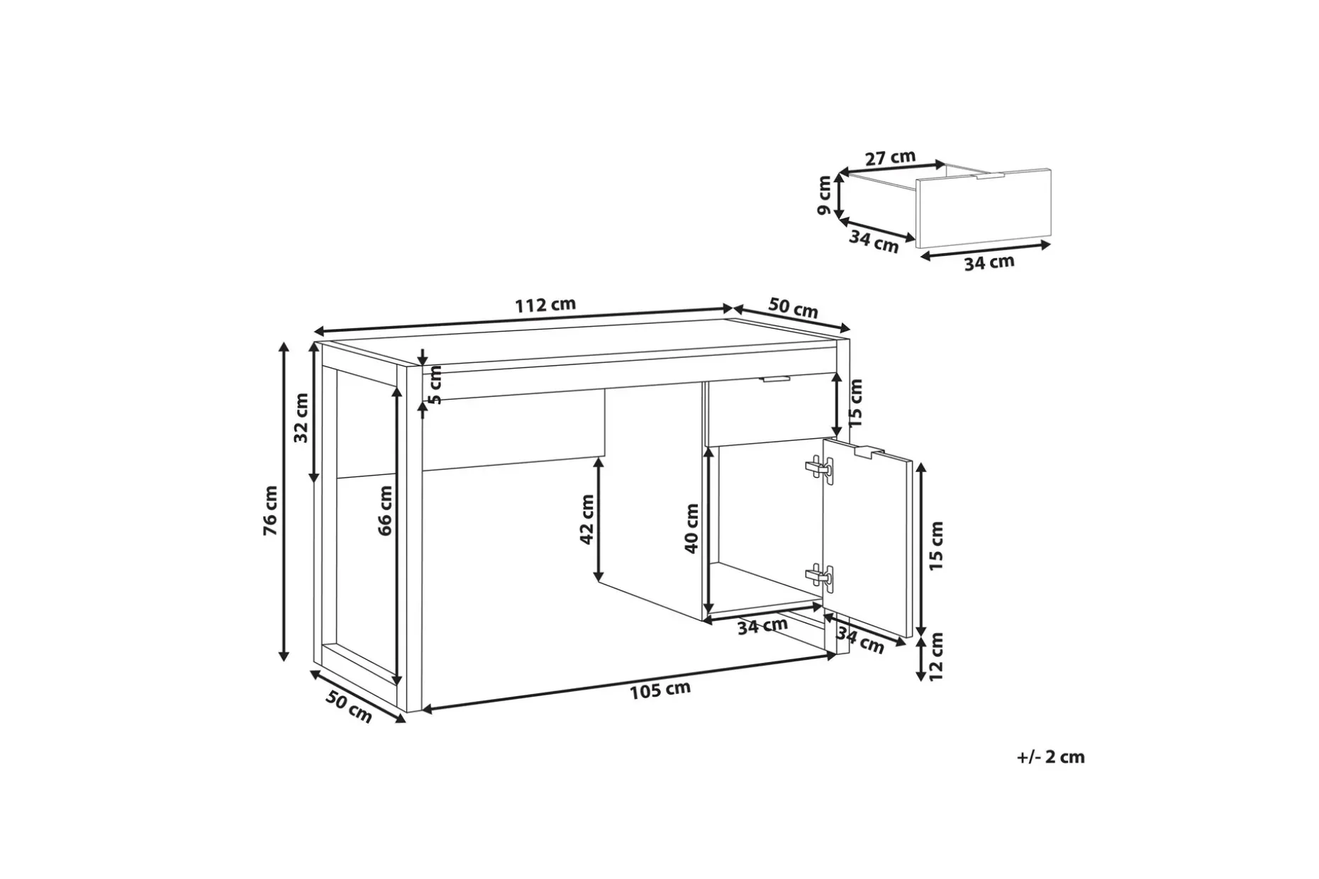 Graysburg Skrivbord 110 cm med Förvaring