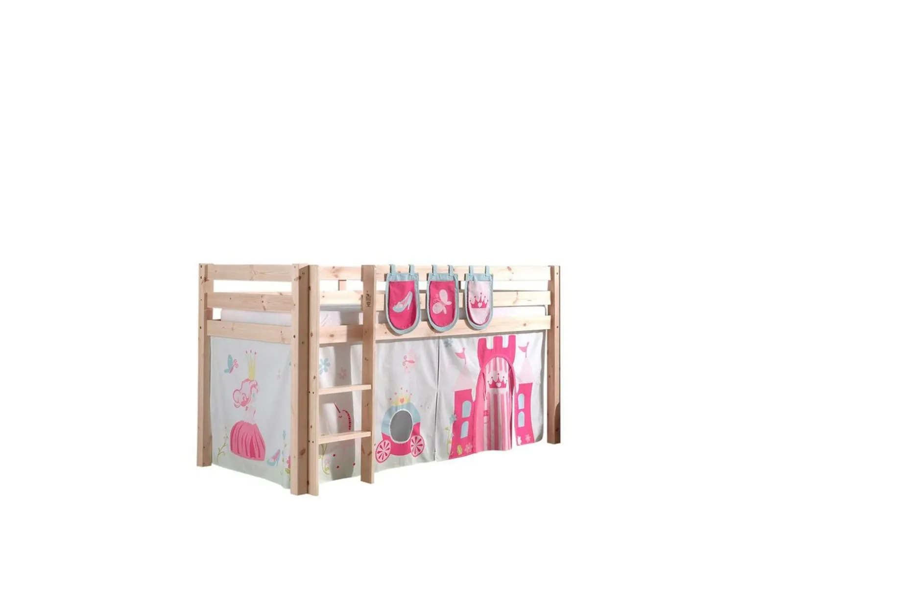 Halvhöjdssäng med gardin Pino Princess Naturlig, Naturlig, Utan rutschkana, Utan tunnel, 3