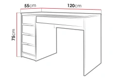 Harland Skrivbord 120 cm med 5 Förvaringslådor