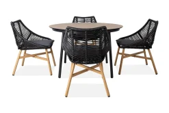 Helsinki Matgrupp Utomhus 120 cm Rund + 4 Utestolar m Dyna