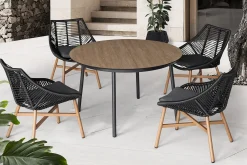 Helsinki Matgrupp Utomhus 120 cm Rund + 4 Utestolar m Dyna
