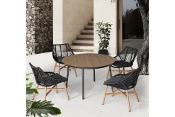 Helsinki Matgrupp Utomhus 120 cm Rund + 4 Utestolar m Dyna