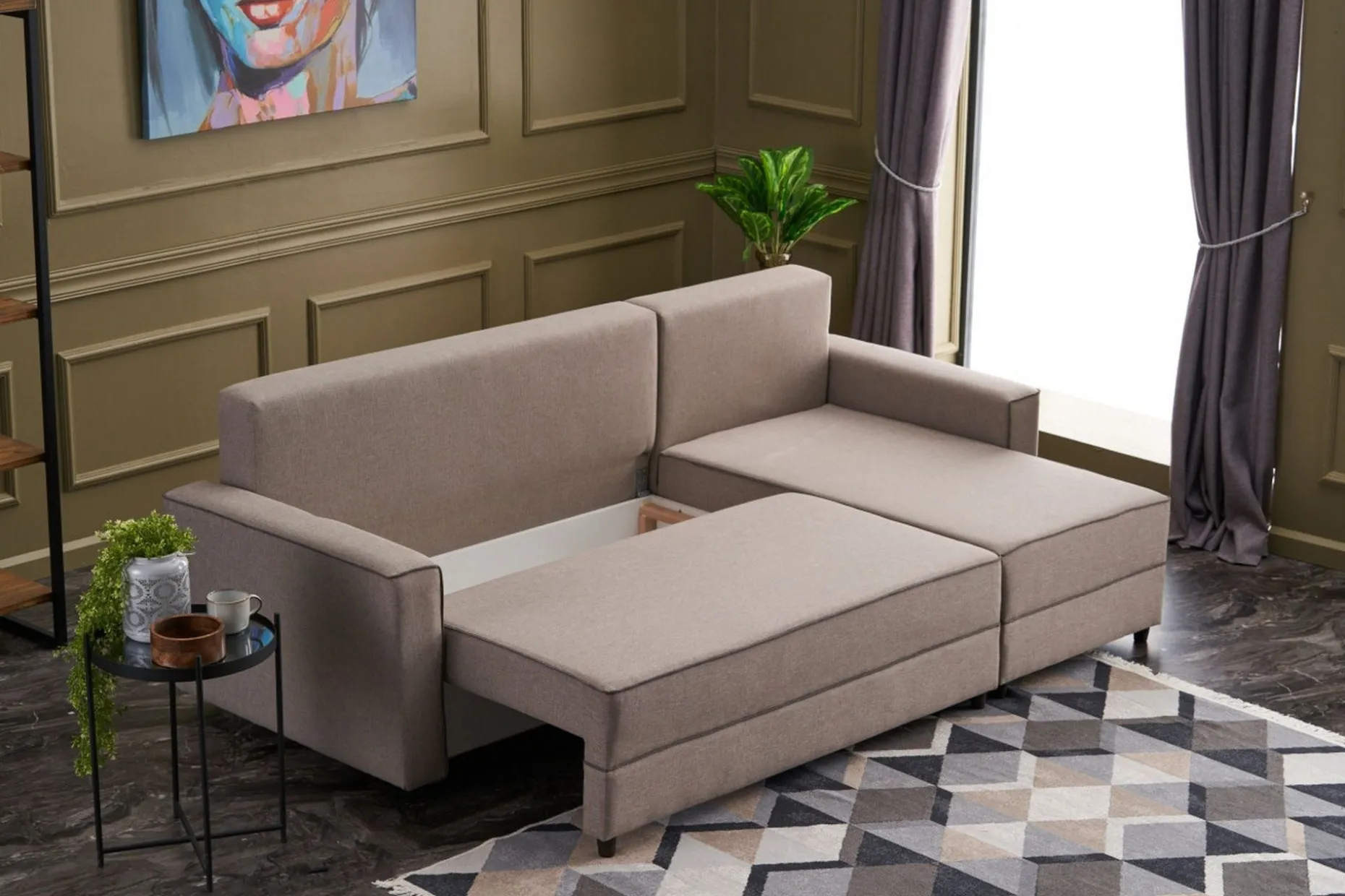 Highbank Bäddsoffa m. Divan 4-sits 200x150