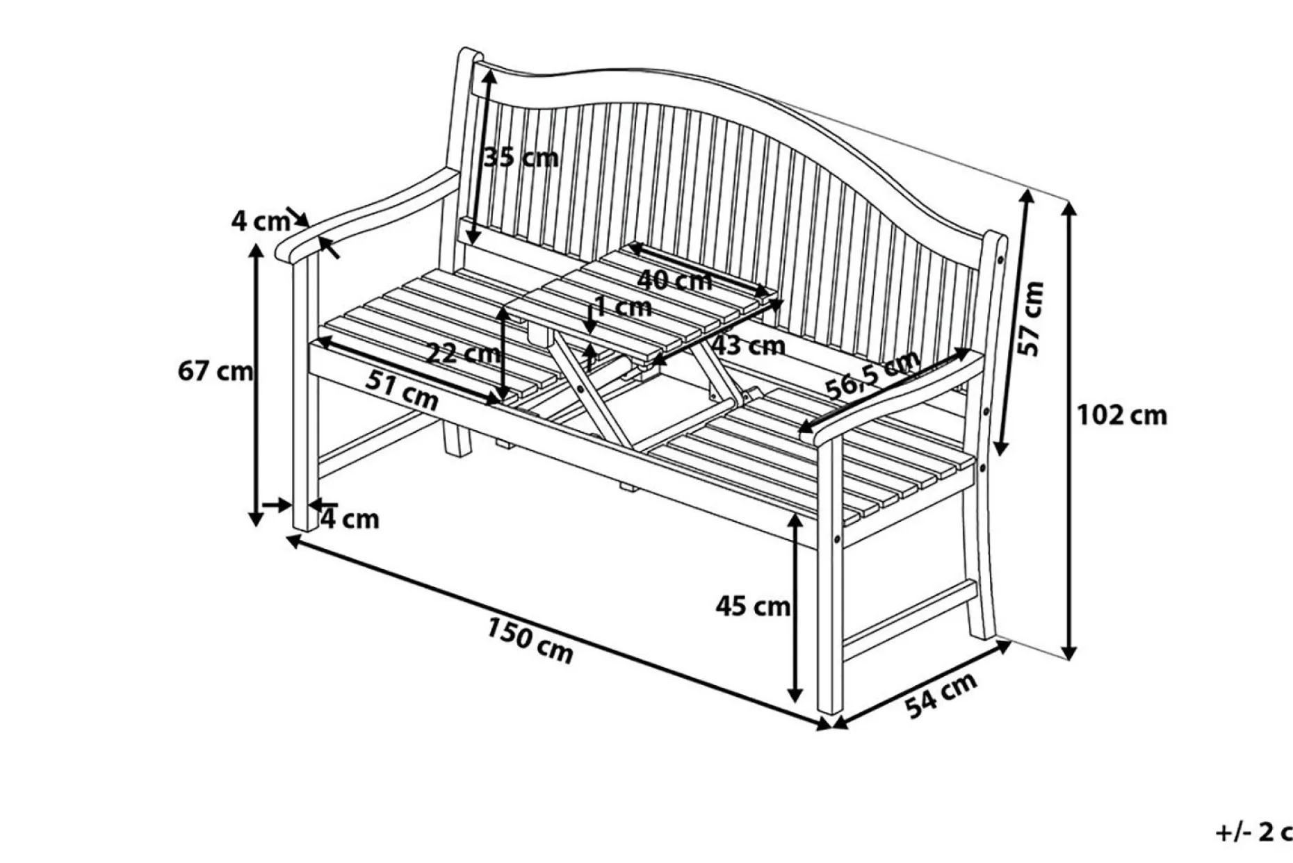 Hilo Trädgårdsbänk 150 cm