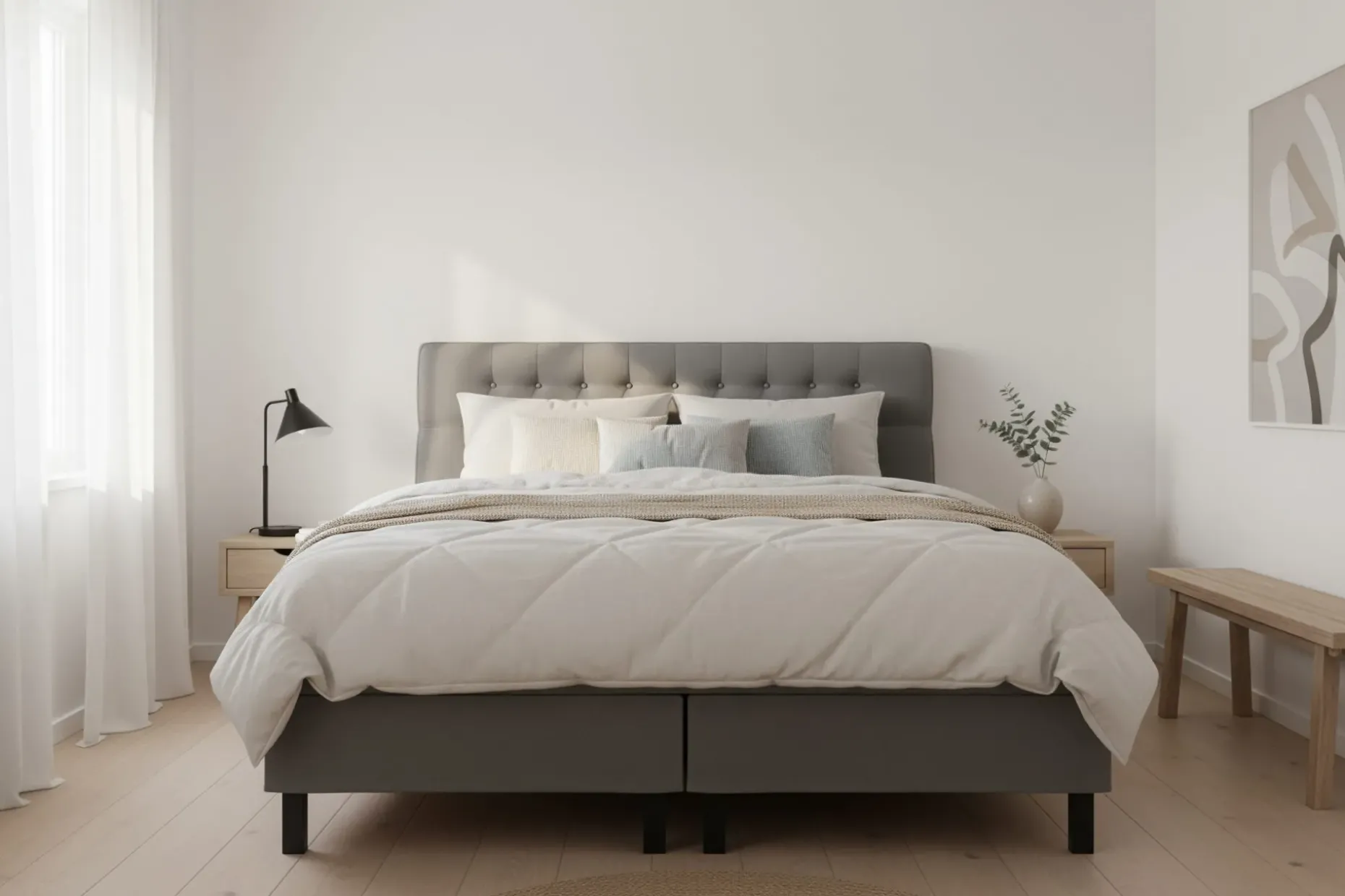 Hilton Komplett Sängpaket 160x200 cm Kontinentalsäng med diamant sänggavel