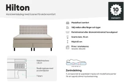 Hilton Komplett Sängpaket 160x200 cm Kontinentalsäng med diamant sänggavel