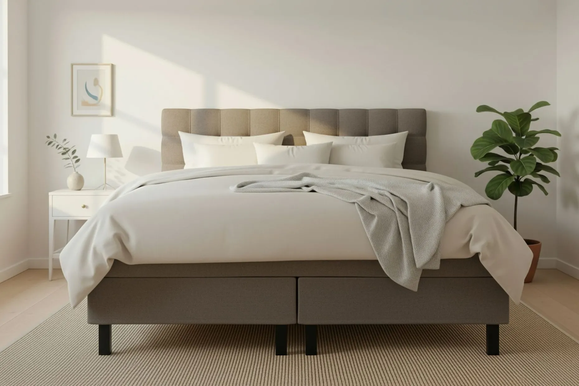 Hilton Komplett Sängpaket 180x200 cm Kontinentalsäng med rutad sänggavel