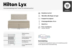 Hilton Lyx Komplett Sängpaket 180x200 cm Kontinentalsäng med knappad sänggavel