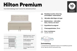 Hilton Premium Komplett Sängpaket 160x200 cm Kontinentalsäng med Sänggavel