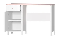 Hilts Skrivbord 110 cm med Förvaring Låda + Skåp Vit||Pink