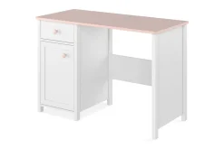 Hilts Skrivbord 110 cm med Förvaring Låda + Skåp Vit||Pink