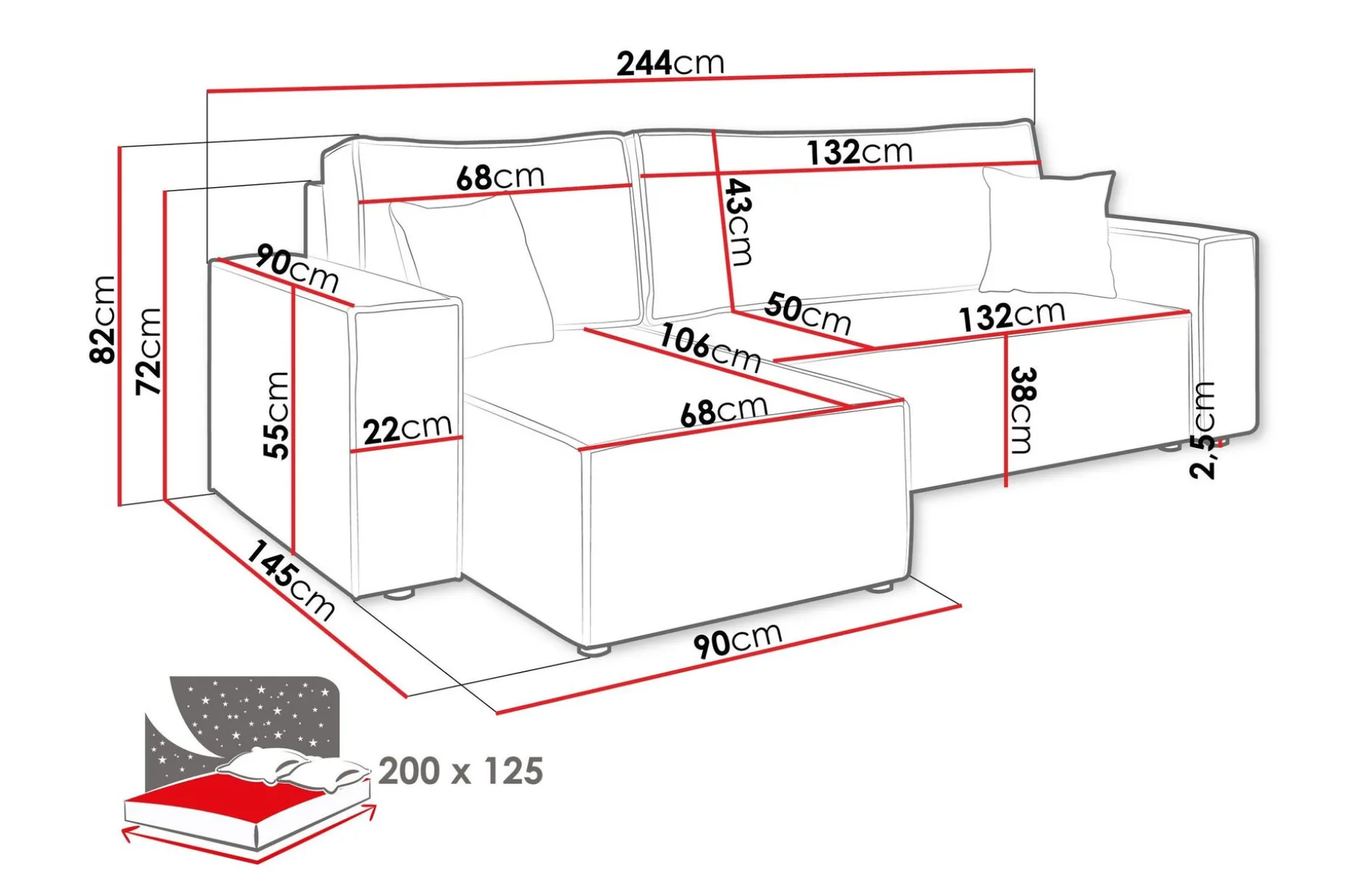 Hobson Soffa med Divan 3-sits