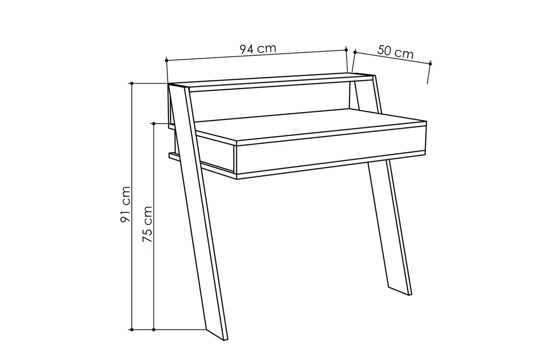 Homitis Väggskrivbord 94 cm med Förvaring Låda + Hylla