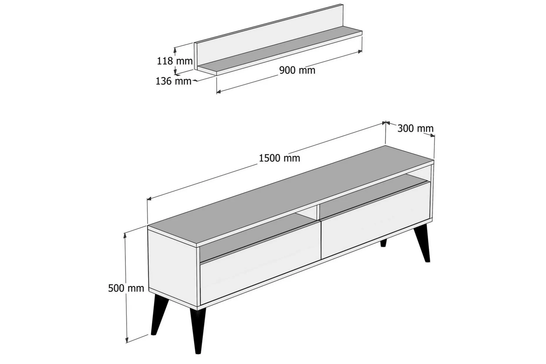 Hoptrup TV-Möbelset 150 cm