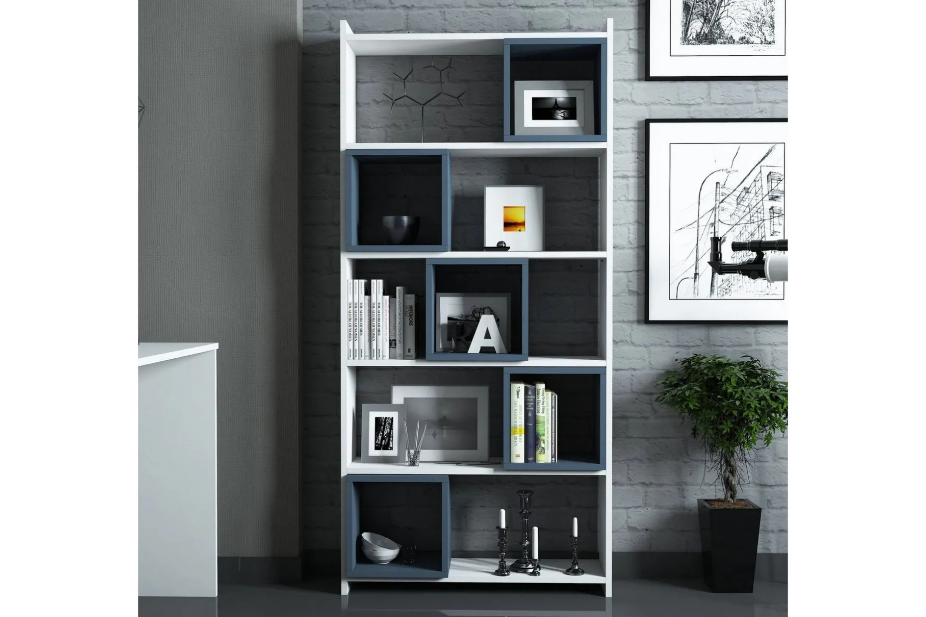 Hovdane Skrivbord 120 cm med Förvaring + Vägghylla +