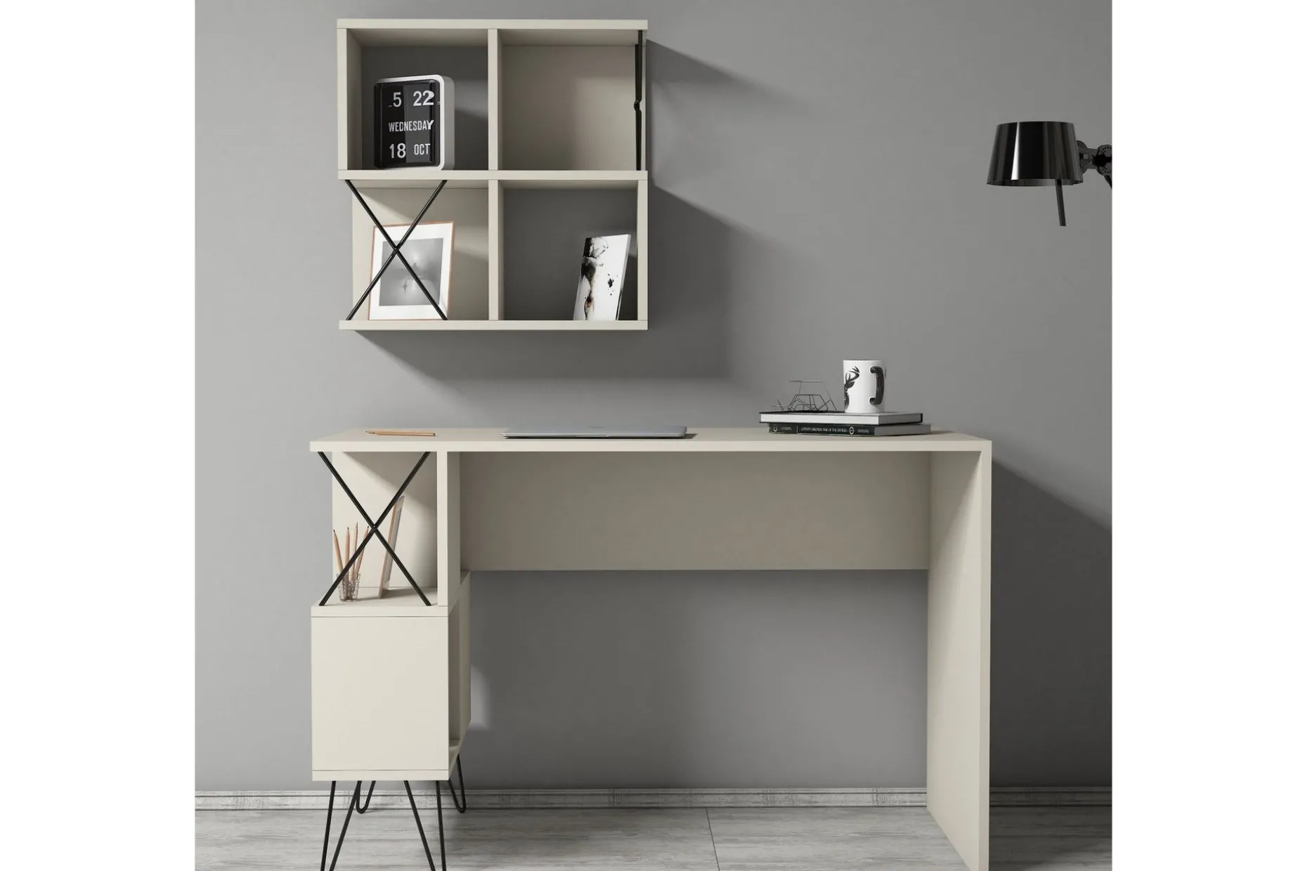 Hovdane Skrivbord 120 cm med Förvaring Hylla + Bokhylla Lite