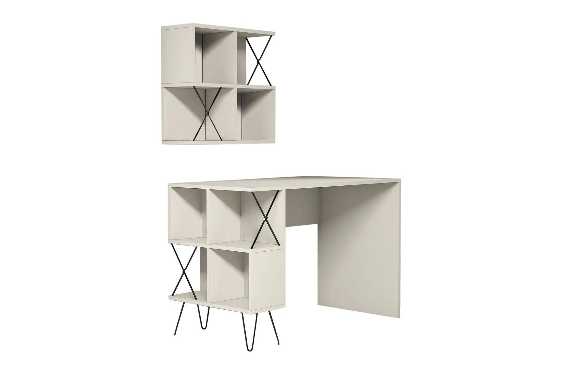 Hovdane Skrivbord 120 cm med Förvaring Hylla + Bokhylla Lite