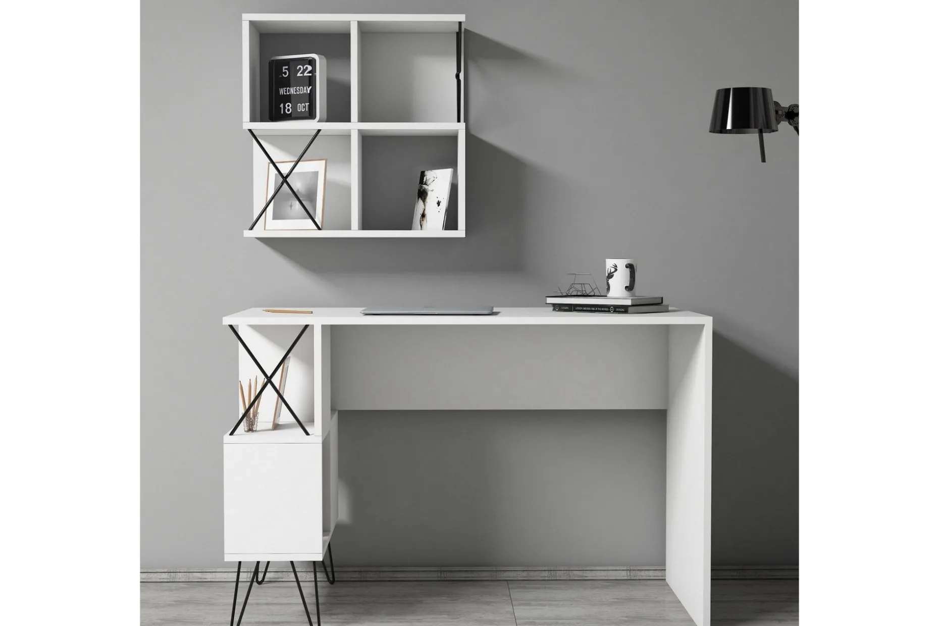 Hovdane Skrivbord 120 cm med Förvaring Hylla + Bokhylla Lite