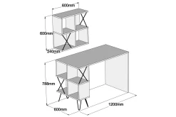 Hovdane Skrivbord 120 cm med Förvaring Hylla + Bokhylla Lite