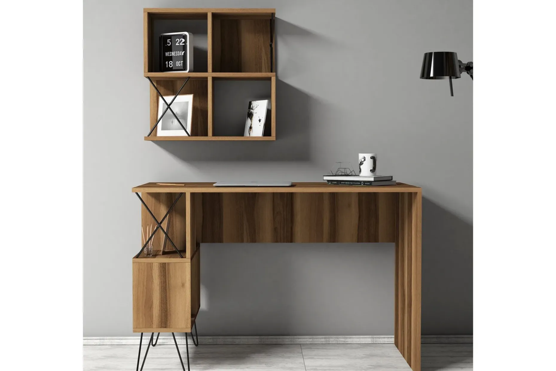 Hovdane Skrivbord 120 cm med Förvaring Hylla + Bokhylla Lite