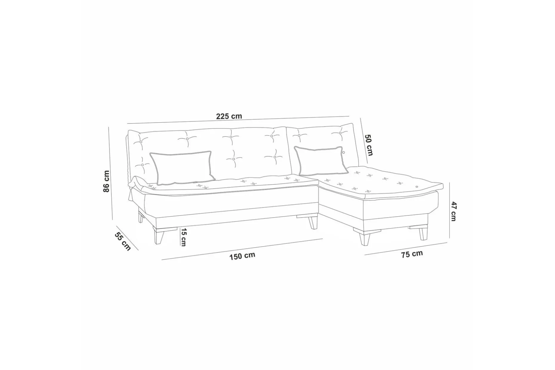 Hunterville Bäddsoffa m. Divan 4-sits 107x205