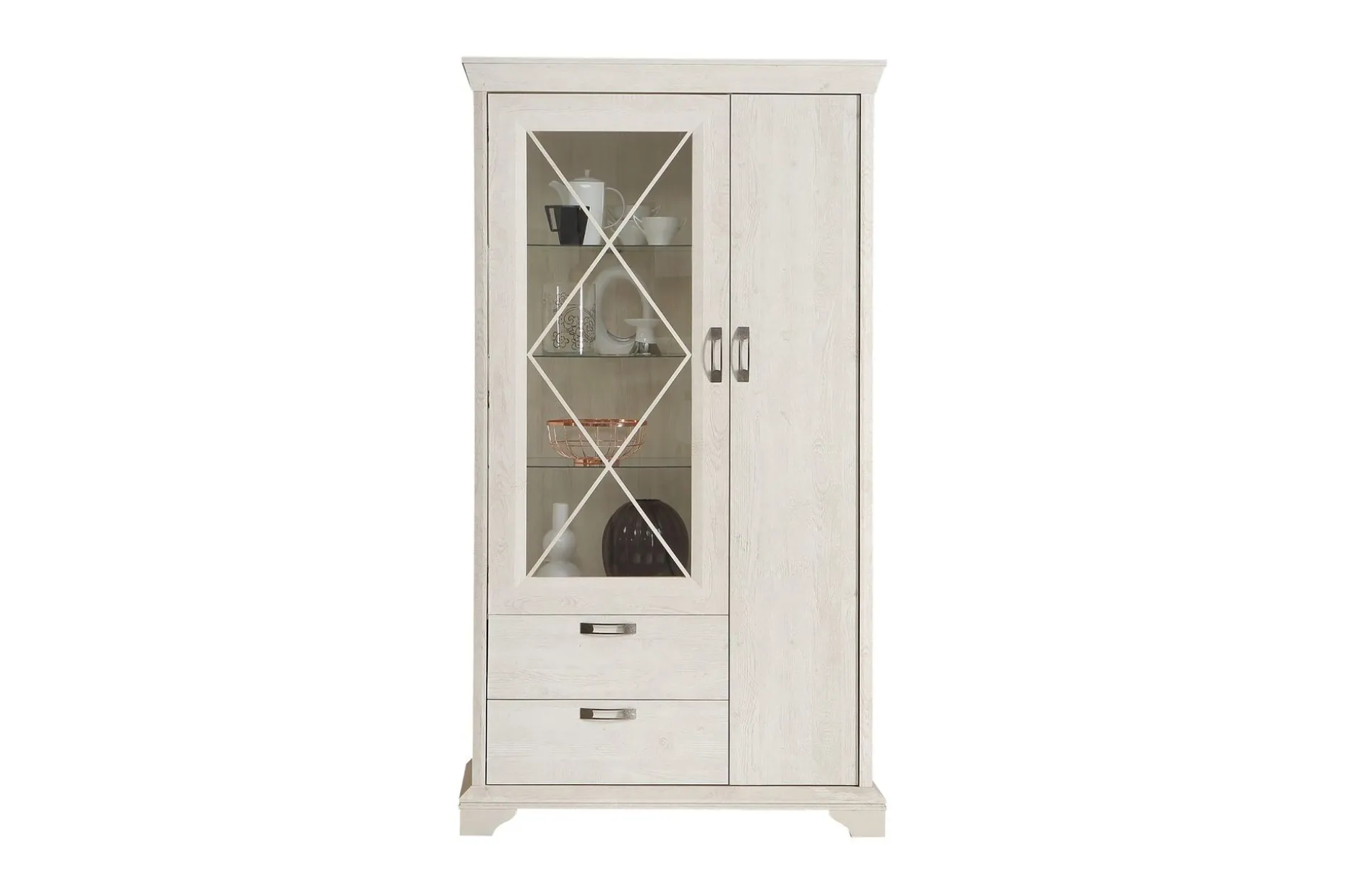 Hurlston Vitrinskåp 48 cm djup 113 cm bred 210 cm hög Ljust Trä