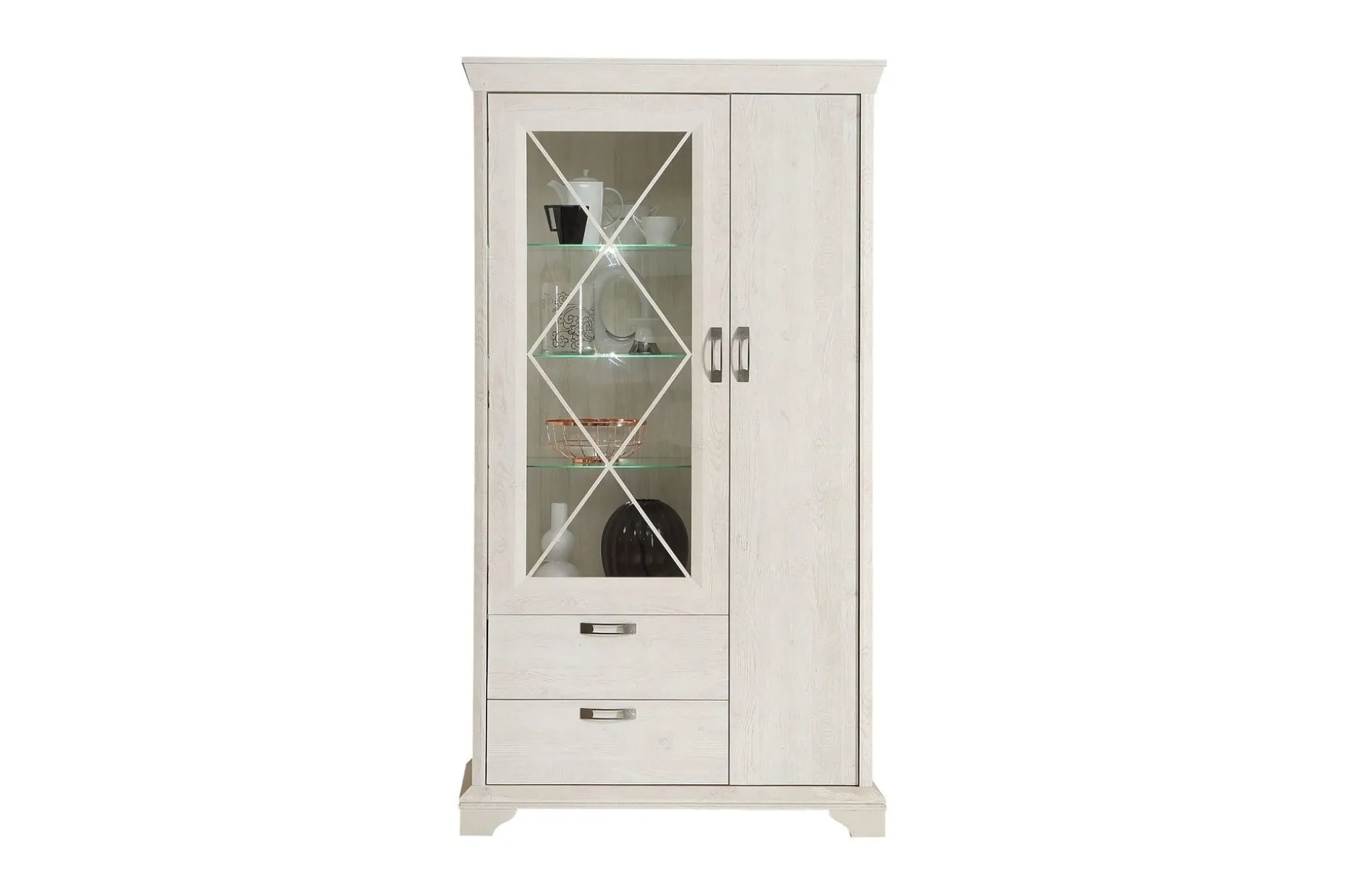 Hurlston Vitrinskåp 48 cm djup 113 cm bred 210 cm hög Ljust Trä