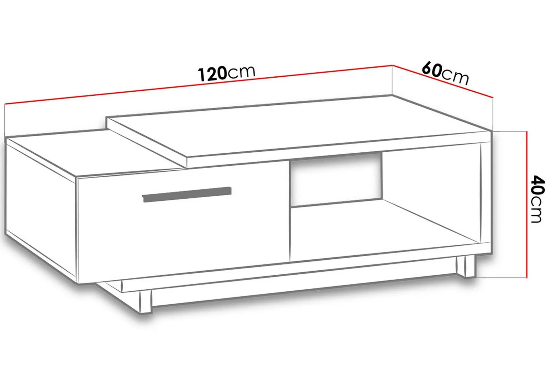 Ingram Soffbord 120 cm med Förvaring Låda + Hylla