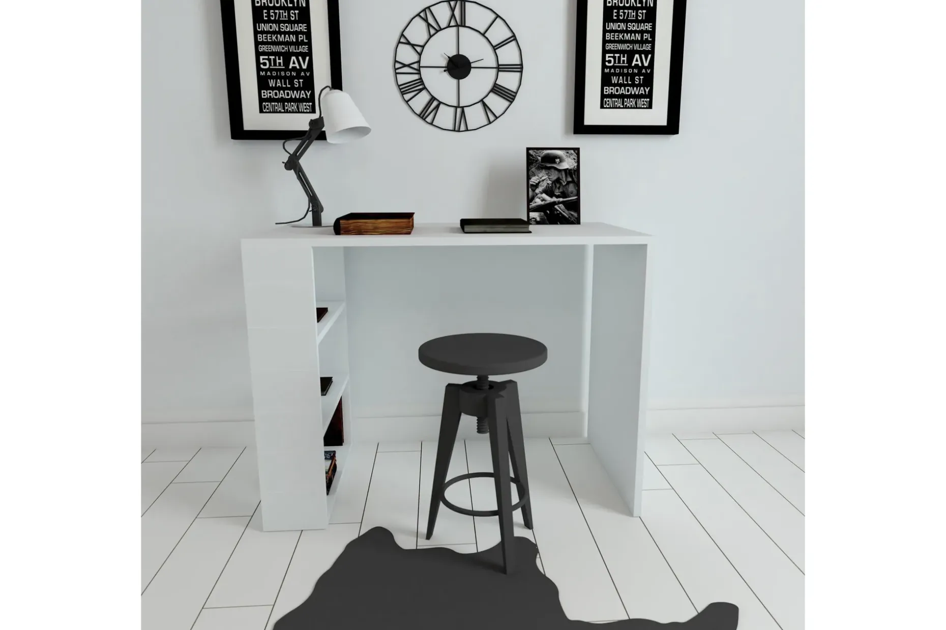 Irbene Skrivbord 90 cm med Förvaring 3 Hyllor