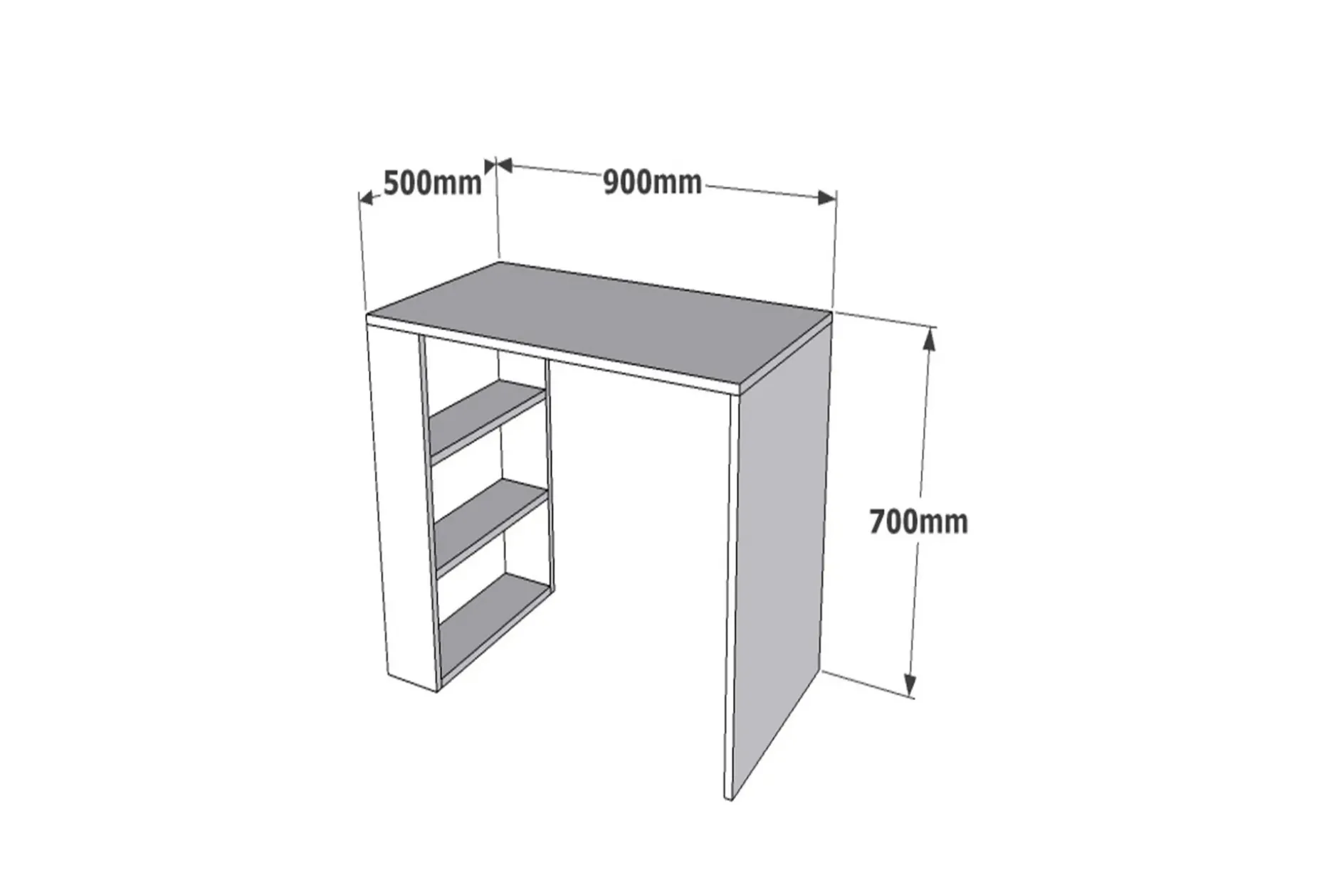 Irbene Skrivbord 90 cm med Förvaring 3 Hyllor