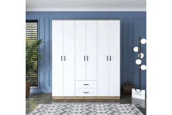 Jabhar Garderob 180x210 cm Brun/Vit