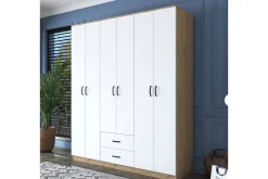 Jabhar Garderob 180x210 cm Brun/Vit