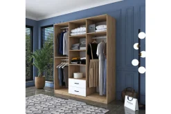 Jabhar Garderob 180x210 cm Brun/Vit