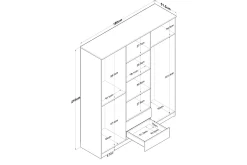 Jabhar Garderob 180x210 cm Brun/Vit