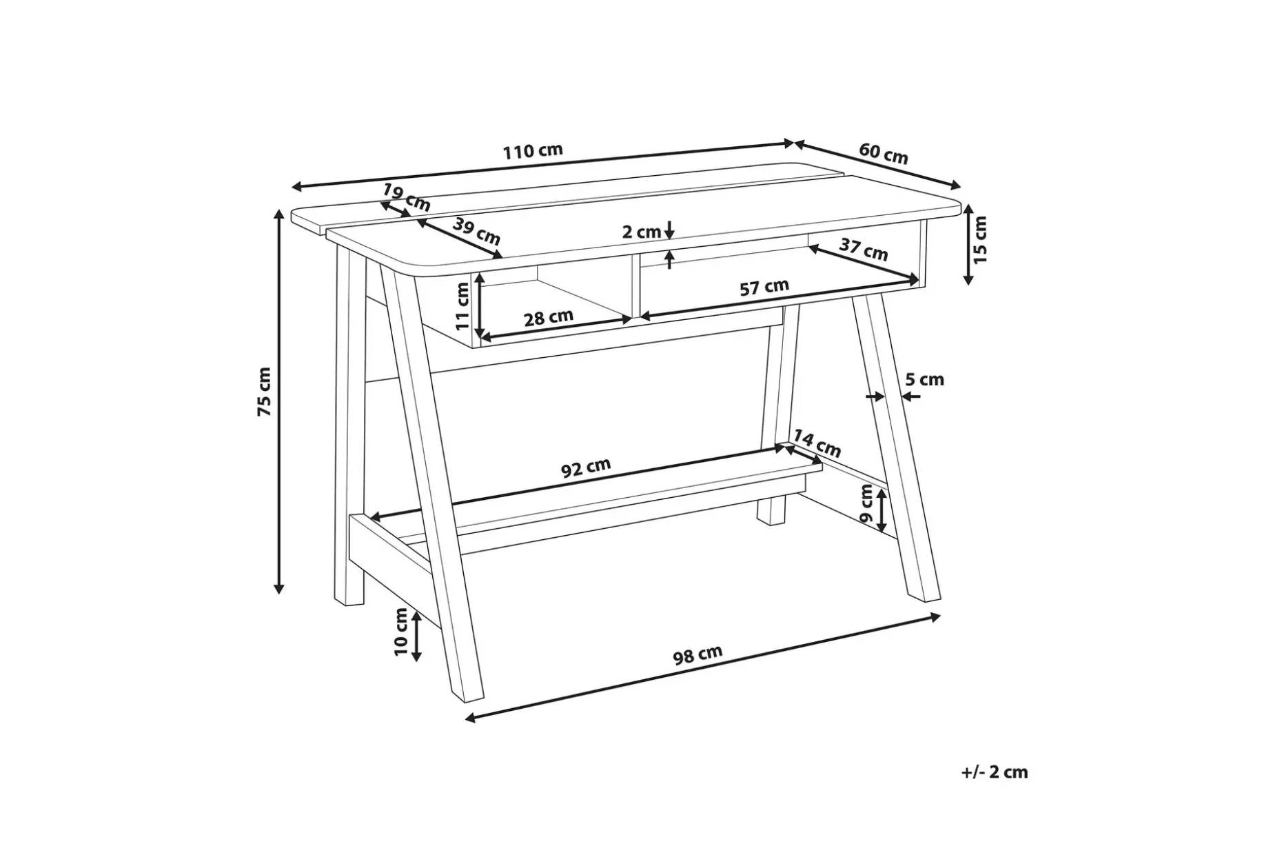Jackson Skrivbord 110 cm med Förvaring Hylla