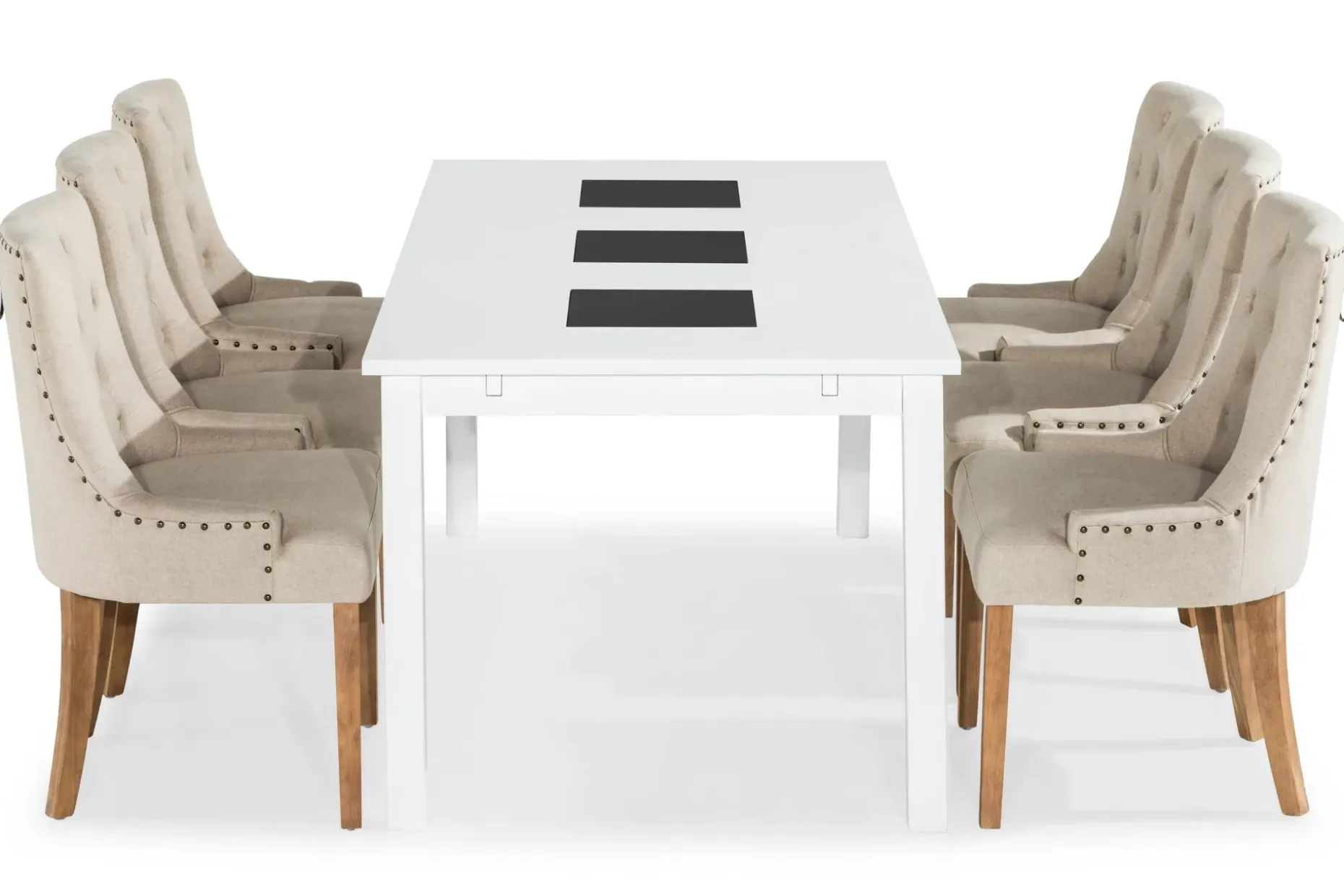 Jasmin Matgrupp Vit med 6 st Viktoria Fåtöljer