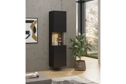 Jestine Smalt Vägghängt alt Fristående Vitrinskåp 30 cm djup 36 cm bred 140 cm hög Mörkt Trä