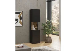 Jestine Smalt Vägghängt alt Fristående Vitrinskåp 30 cm djup 36 cm bred 140 cm hög Mörkt Trä