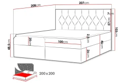 Jitendera Sängpaket Kontinentalsäng 200x200 cm med Förvaring