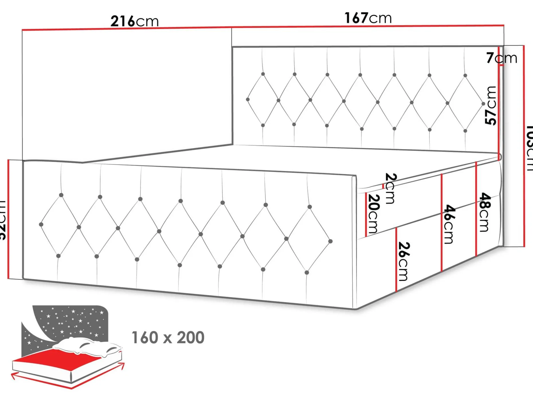 Jitendra Sängpaket Kontinentalsäng 160x200 cm med Förvaring
