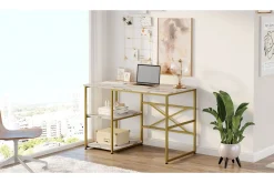 Juna Skrivbord 120x60 cm Vit/Guld