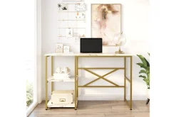 Juna Skrivbord 120x60 cm Vit/Guld