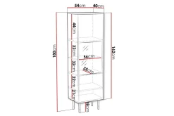 Juniskär Vitrinskåp 40 cm djup 54 cm bred 180 cm hög Mörkt Trä Glas