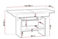 Kanej Soffbord 116 cm Höj- och Sänkbar med Förvaring Hylla