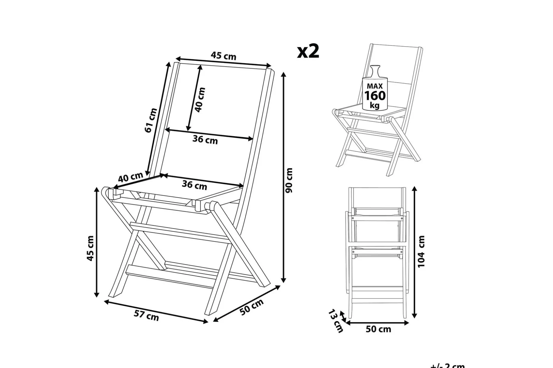 Kettelle Klappstol Utomhus 57x50x90 cm